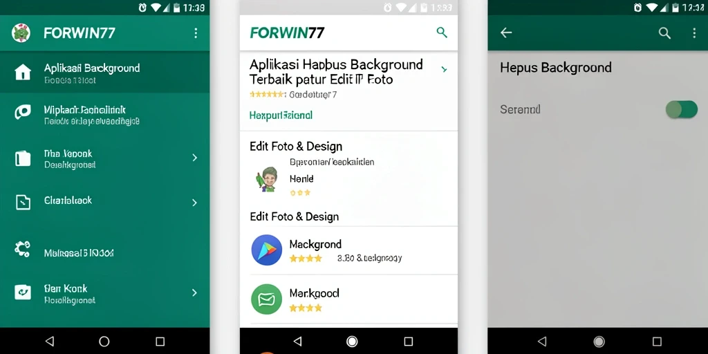 Antarmuka aplikasi FORWIN77 yang intuitif dan fungsi Hapus Background yang efektif.