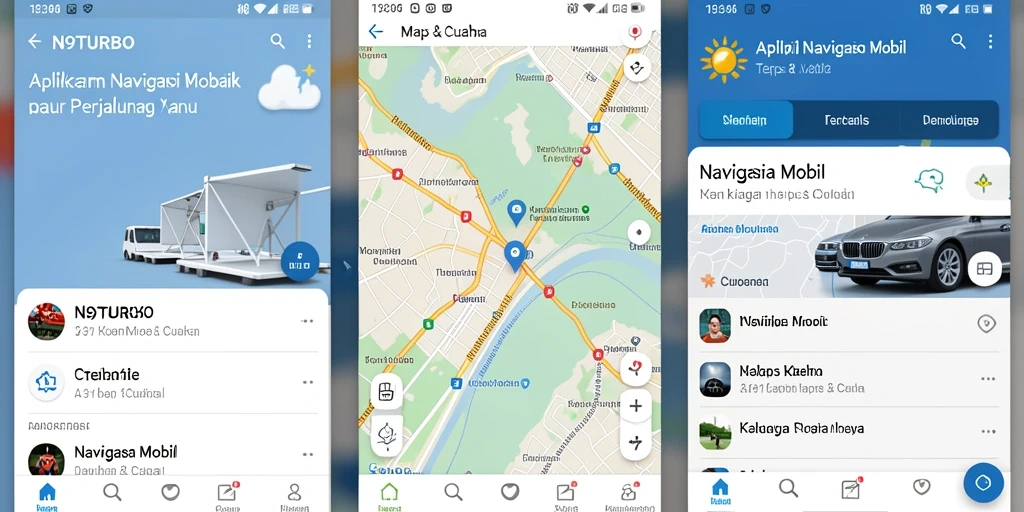 Tampilan antarmuka N9TURBO yang user-friendly untuk navigasi mobil.